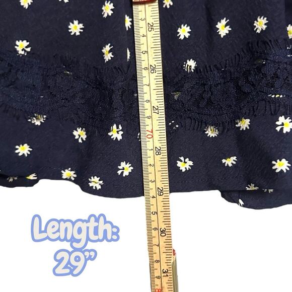 Altar’d State Navy Blue Floral Daisy Babydoll Mini Dress Women’s L Sleeveless - Picture 7 of 8